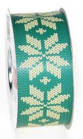 Ruban à friser Flocons de neige tricotés Vert - 2" x 55 Y