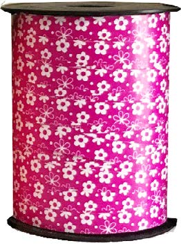 Ruban à friser Petites fleurs Fuchsia - 7/16" x 250 Y