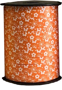 Ruban à friser Petites fleurs Orange - 7/16" x 250 Y
