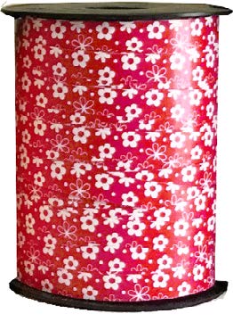 Ruban à friser Petites fleurs Rouge - 7/16" x 250 Y