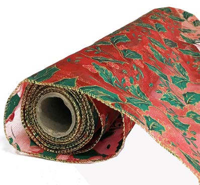 Ruban broché avec fil Houx Rouge - 19'' x 10 Y