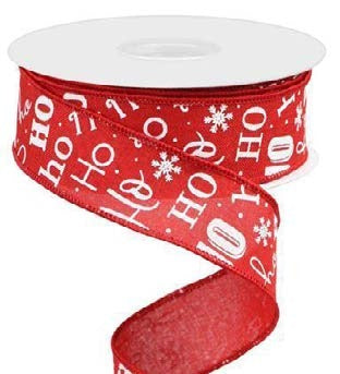 Ruban broché avec fil Motif texte Rouge - 1½ po x 10 Y