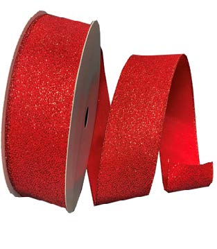 Ruban broché avec fil Pailleté Rouge - ½ po x 50 Y