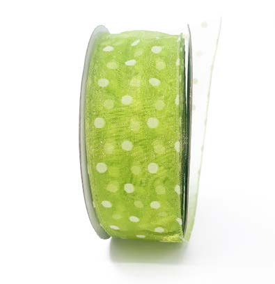 Ruban broché avec fil Pois Vert lime - 2 po x 50 Y