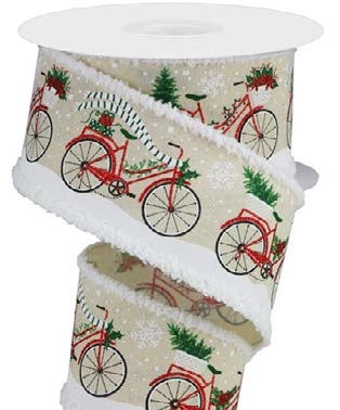 Ruban broché avec fil Vélo Ivoire - 2½ po x 10 Y