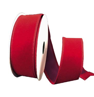 Ruban broché avec fil Velours Rouge - ½ po x 10 Y