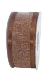 Ruban faux lin Chocolat - 1½ po x 25 Y