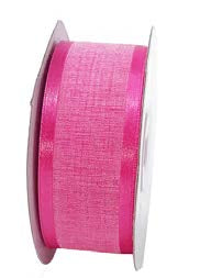 Ruban faux lin Fuchsia - 5/8 po x 25 Y