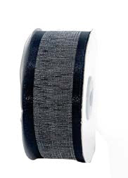 Ruban faux lin Noir - 1½ po x 25 Y