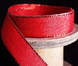 Ruban métallique Uni métallique Rouge - 5/8'' x 25 Y