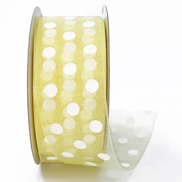 Ruban Pois Jaune pâle - 1½ po x 25 Y