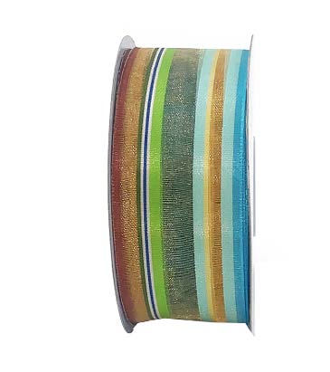 Ruban Rayé Bleu multicolore - 1½ po x 25 Y