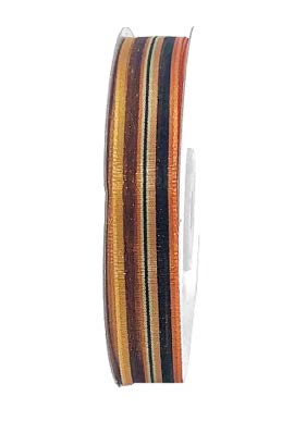 Ruban Rayé multicolore Or et cuivre - 5/8 po x 25 Y