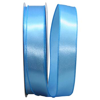 Ruban satin broché avec fil Bleu pâle - 1½ po x 50 Y
