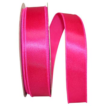Ruban satin broché avec fil Fuchsia - 1½ po x 50 Y