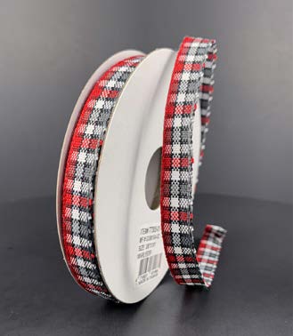 Ruban Tartan Rouge - 3/8 po x 10 Y
