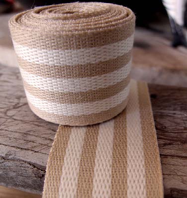 Ruban Tissé chevron Naturel - 1½ po x 10 Y