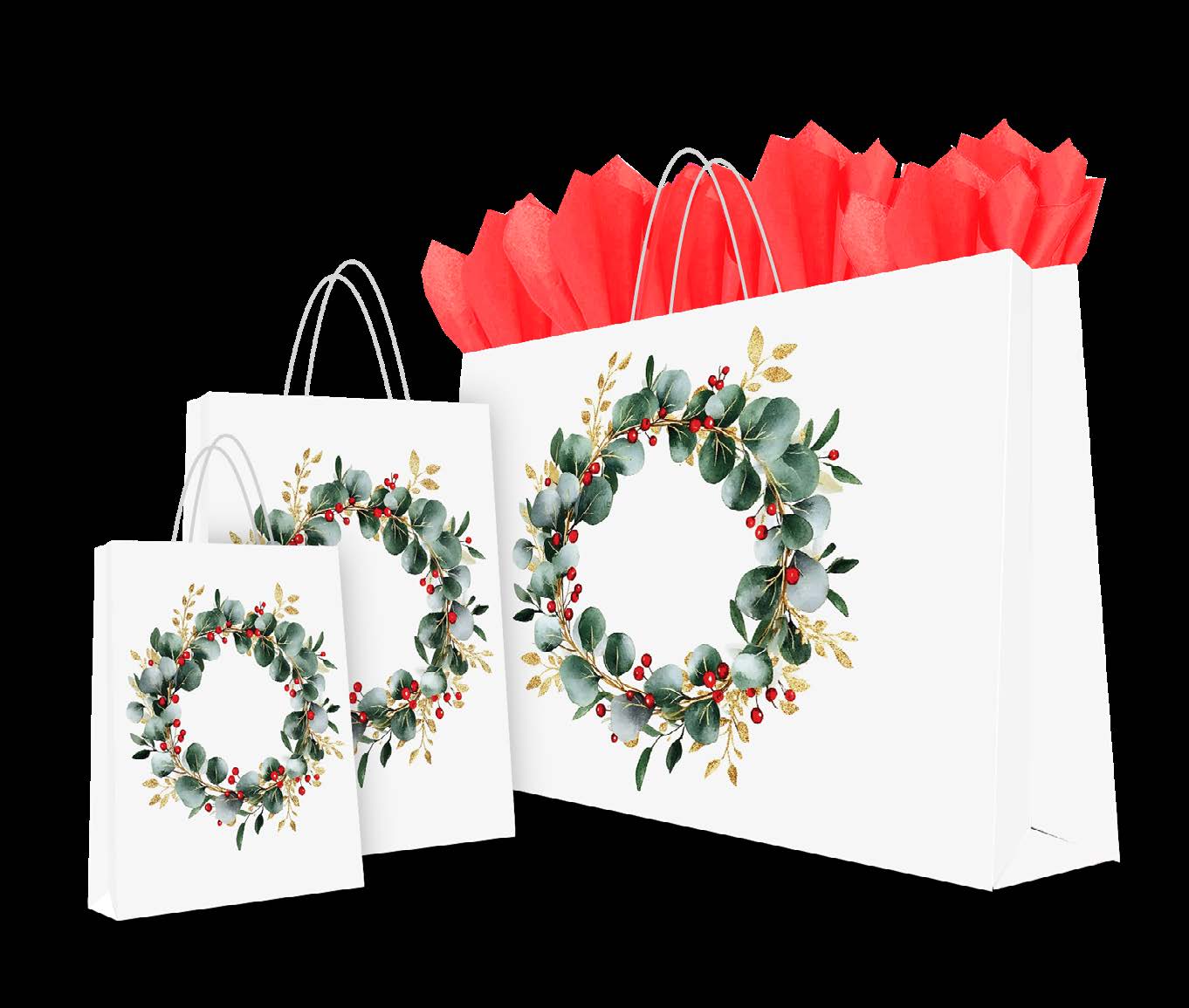 Sac cadeau Royal motif Couronne de houx - 5 x 3 x 8 po