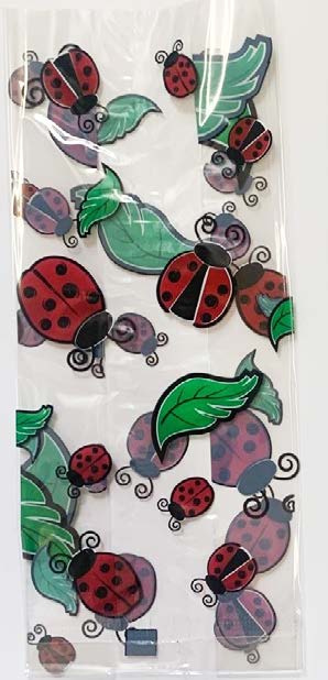 Sac de cellophane avec gousset Coccinelle - 4 po x 9 po + 2 po