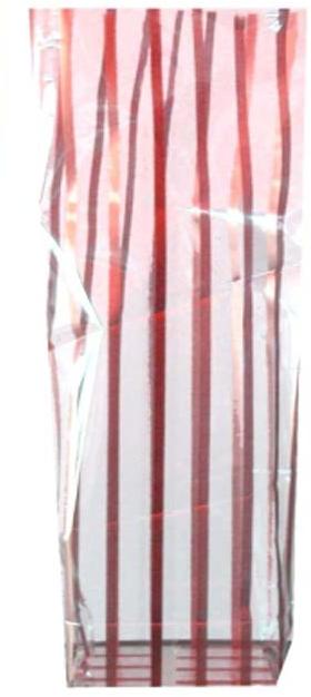 Sac de cellophane fond de carton Motif ligné Rouge / Red - 4 po x 2? po x 12 po