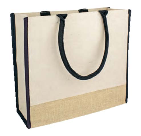 Sac de jute naturel avec poignée blanc - 15½'' x 13¾'' x 6¾''