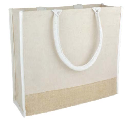 Sac de jute naturel avec poignée noir - 15½'' x 13¾'' x 6¾''