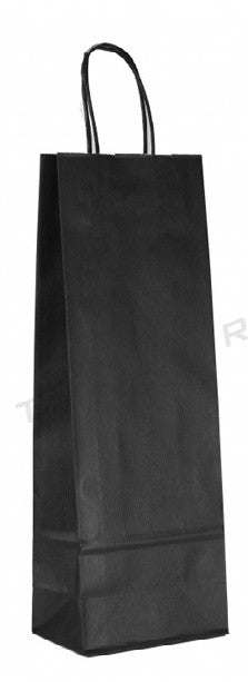 Sac en papier Noir format bouteille - 5'' x 3½'' x 15¾''